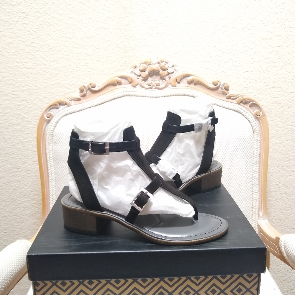 Charles by Charles David Calvin Block Heel Black Gladiator Sandals